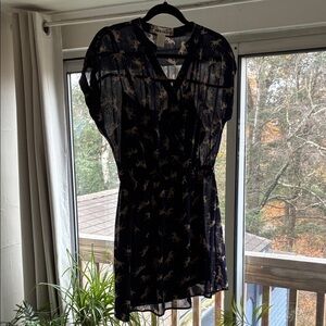 Mimichica Dark Blue Dress with Animal Print horses